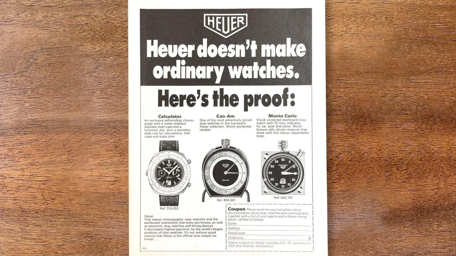 オールドタイマーズ：ホイヤーを魅了した70年代のヴィンテージ広告