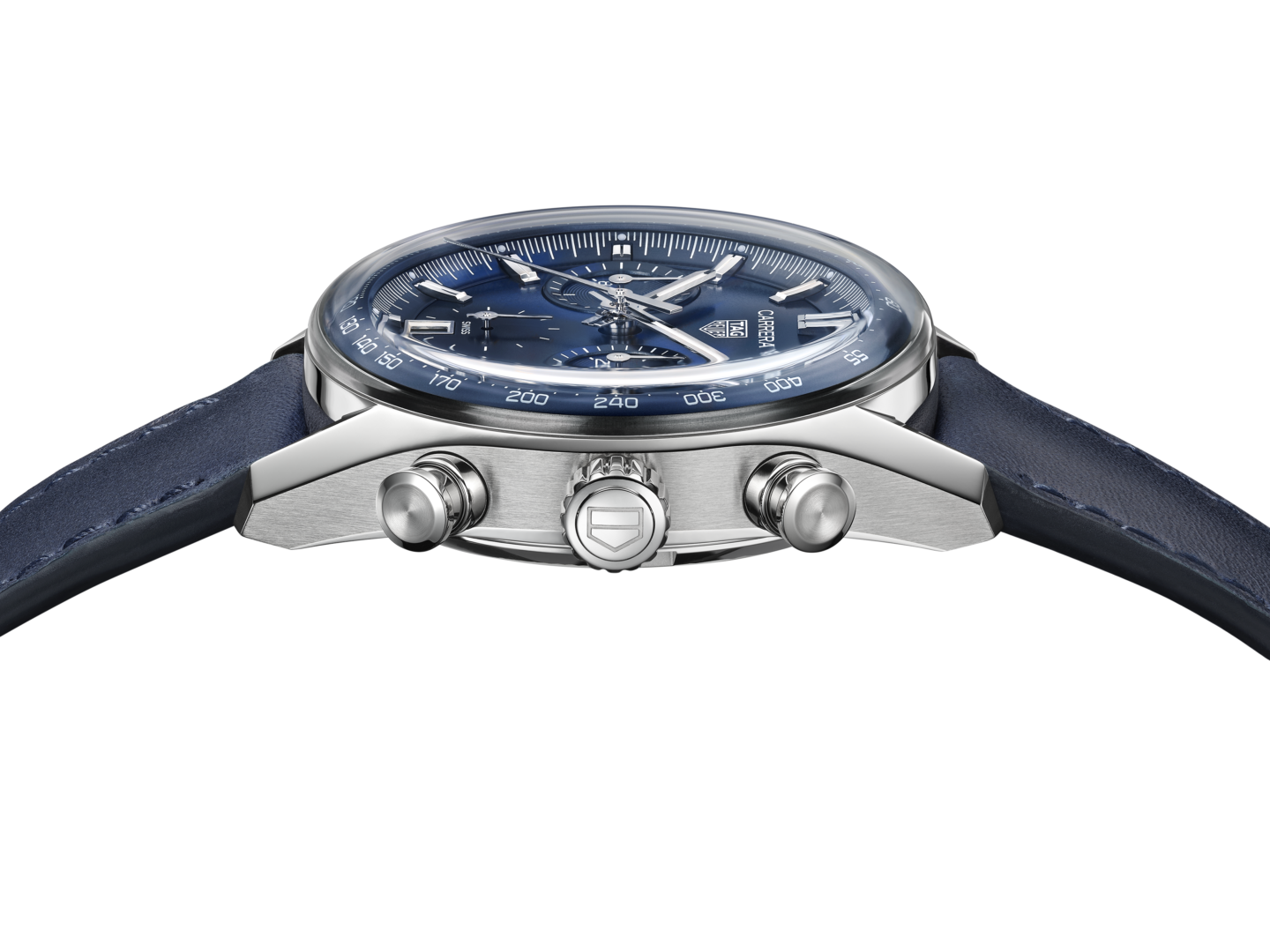 Tag Heuer Carrera Chronograph Glassbox Blue Dial Leather Strap